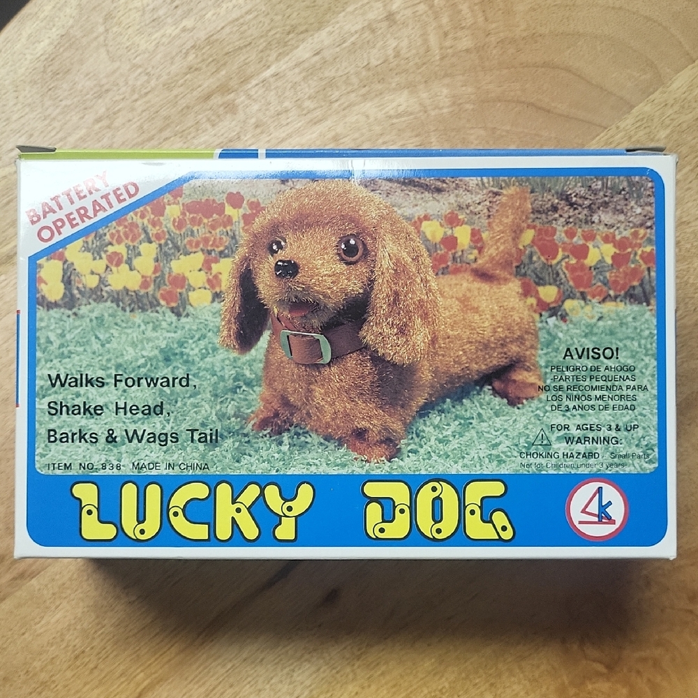Lucky Brand Brown Dog Toy new in box walks forward, wags tail, barks, shake head